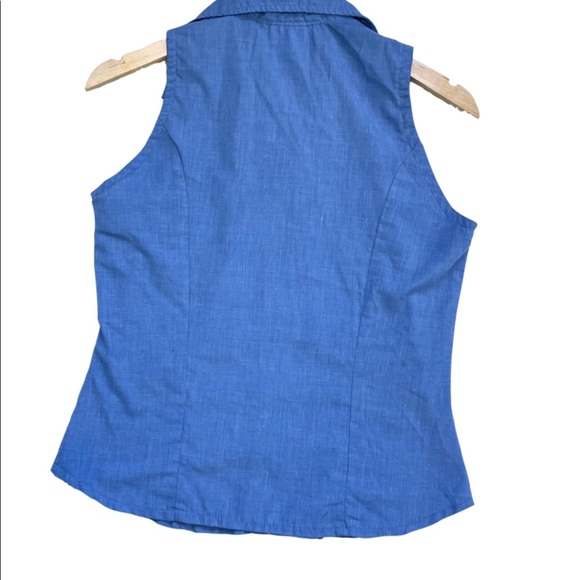 Smart Set Vintage Button Down Collared Sleeveless Blue Blouse Size S - Picture 7 of 7